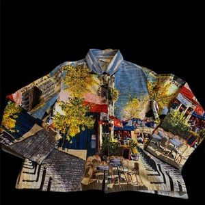 Rare motif long sleeve shirt jacket sz L